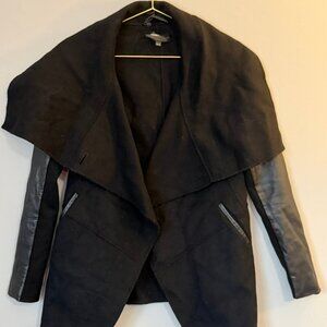 MACKAGE VANE BLACK WOOL JACKET LAMB LEATHER SLEEVES